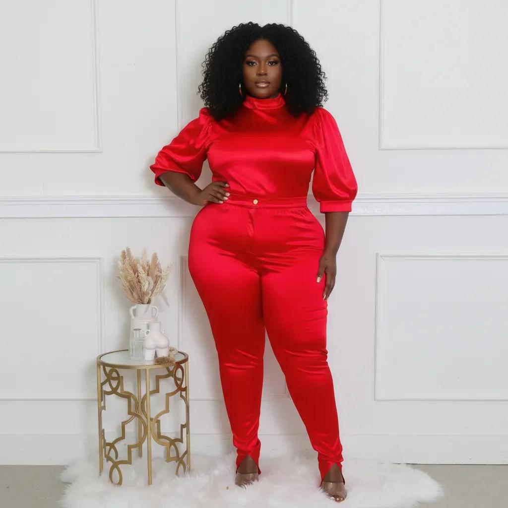 Two Piece Set, Semi-stretch Bodysuit & Pants Set