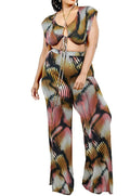 Knitted Color Painting 2 Piece Pants Set