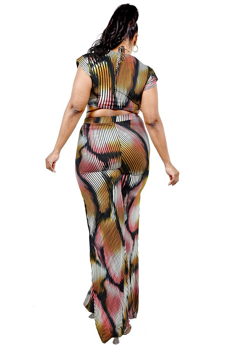 Knitted Color Painting 2 Piece Pants Set