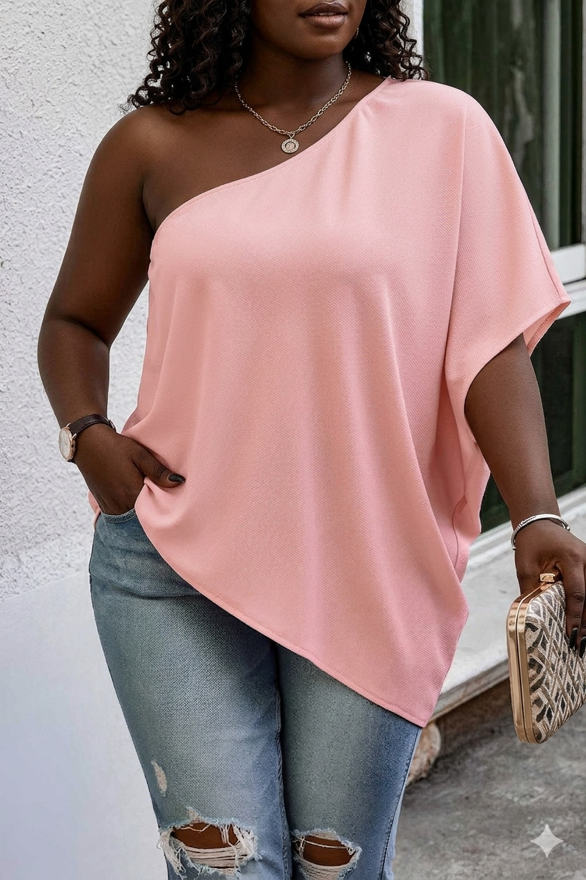 Plus Size Shoulder Solid Casual Loose Fit Shirt
