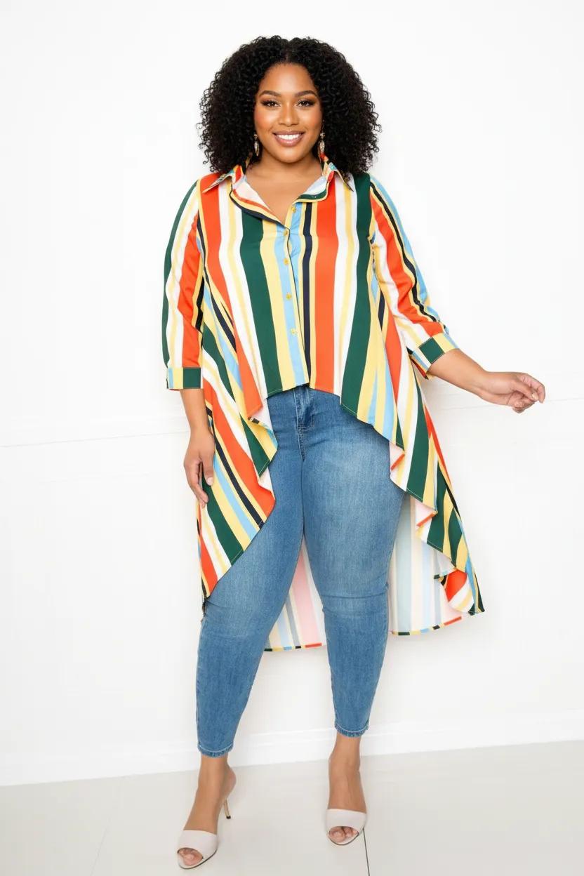 Striped Hi Low Shirt
