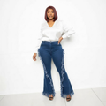 Distressed Fringe Denim Flared Pant