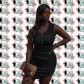 Plus Solid Button Down Sleeveless Pleated Fit Dress