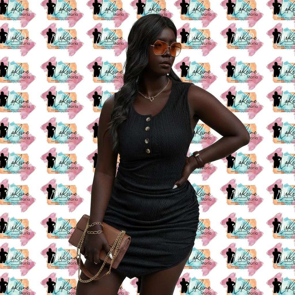 Plus Solid Button Down Sleeveless Pleated Fit Dress