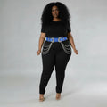 Vegan Elastic Belt With Metal Chain And Buckle