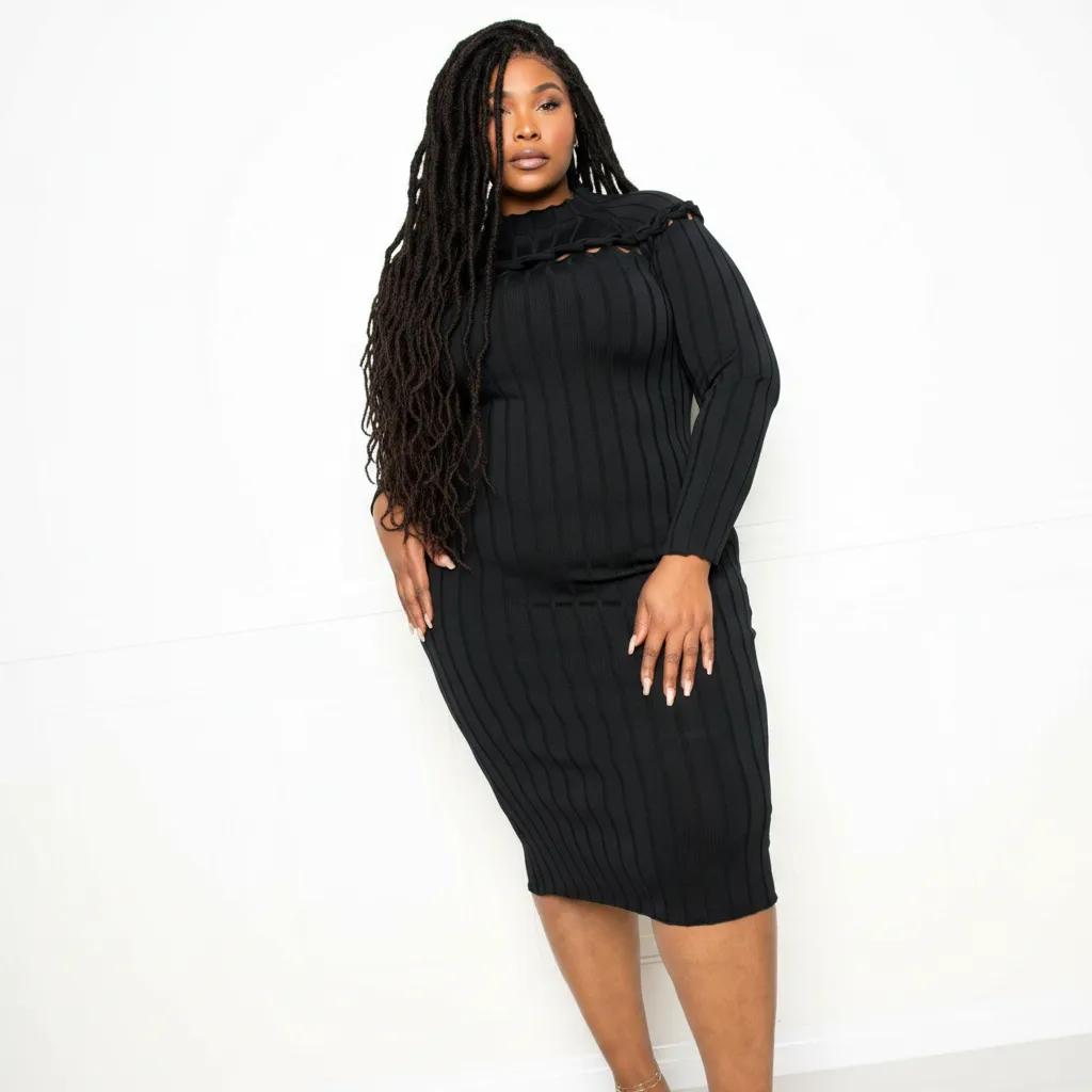 Bodycon Sweater Dress With Knot Detail