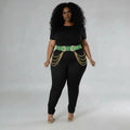 Vegan Elastic Belt With Metal Chain And Buckle