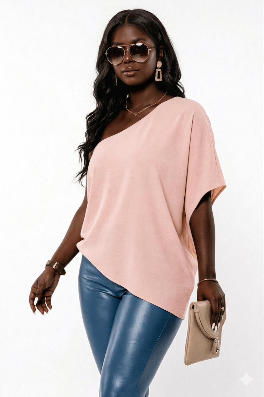 Plus Size Shoulder Solid Casual Loose Fit Shirt
